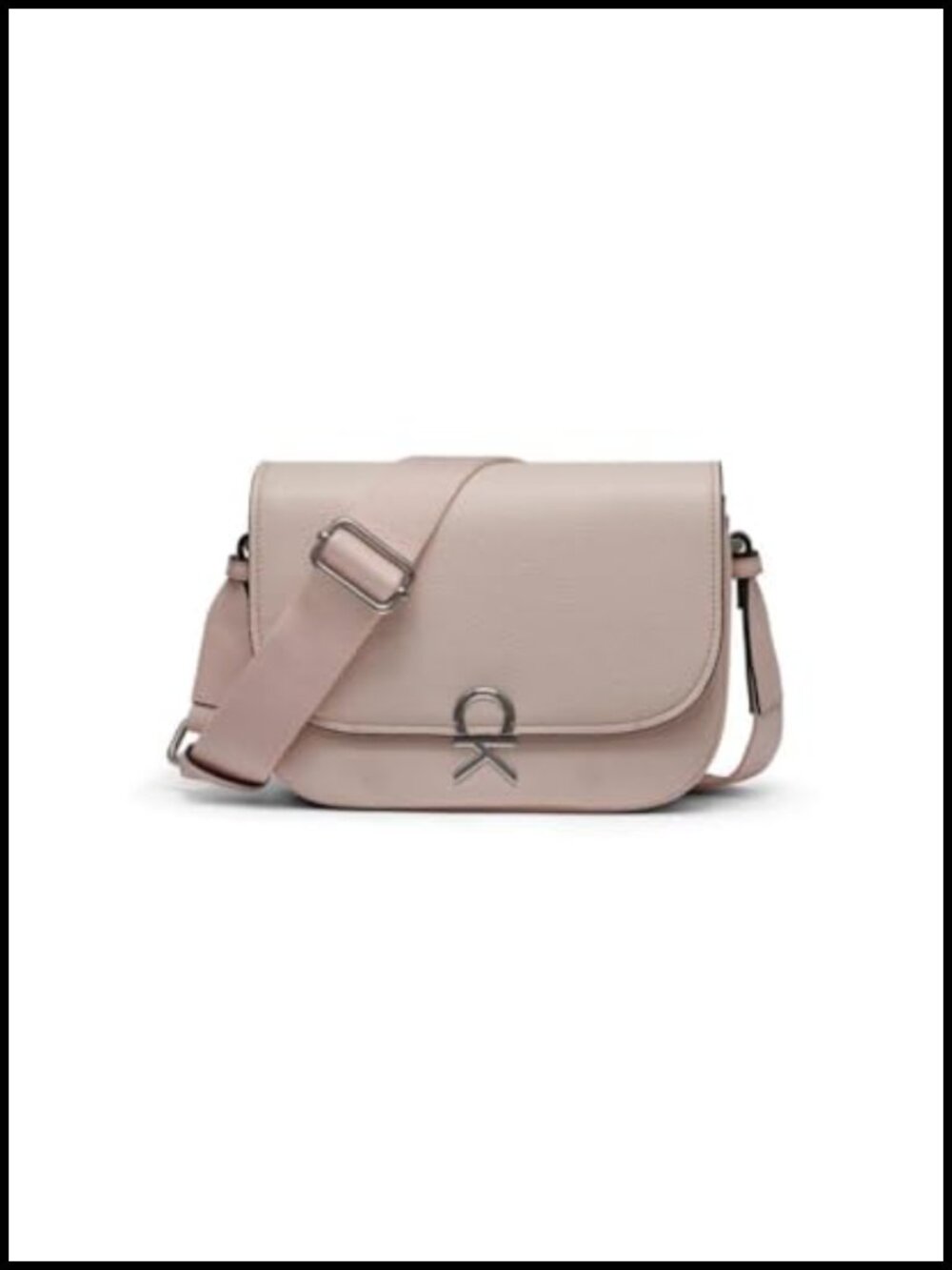 Vegan Leather Flap Crossbody Bag with Adjustable Strap & Pockets